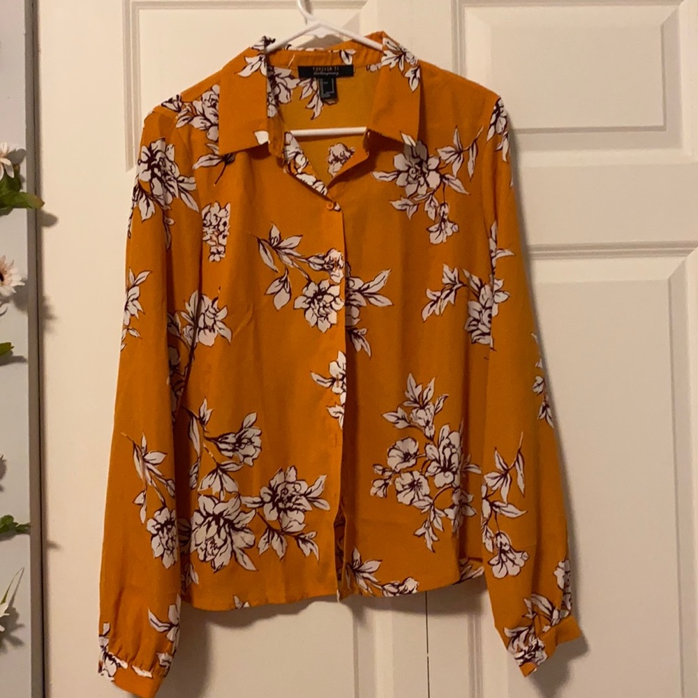 Floral mustard yellow blouse